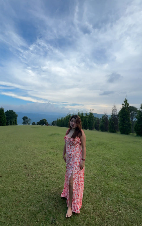 Women floral print maxi dress